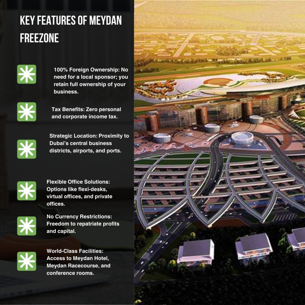 infographic of Key Features of Meydan Freezone